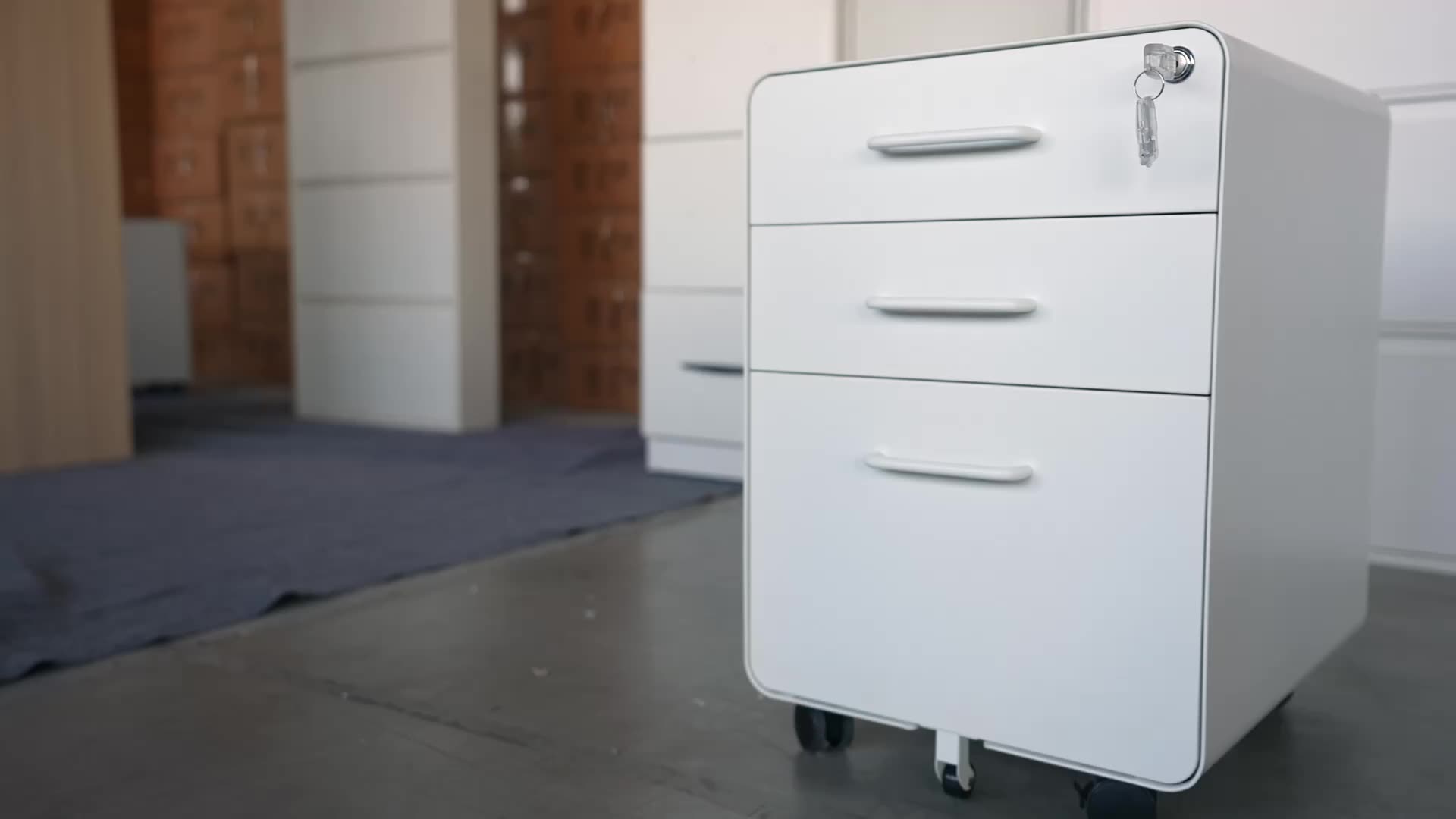 Office Equipment A4 File 3 Drawer Mobile Pedestal Metal