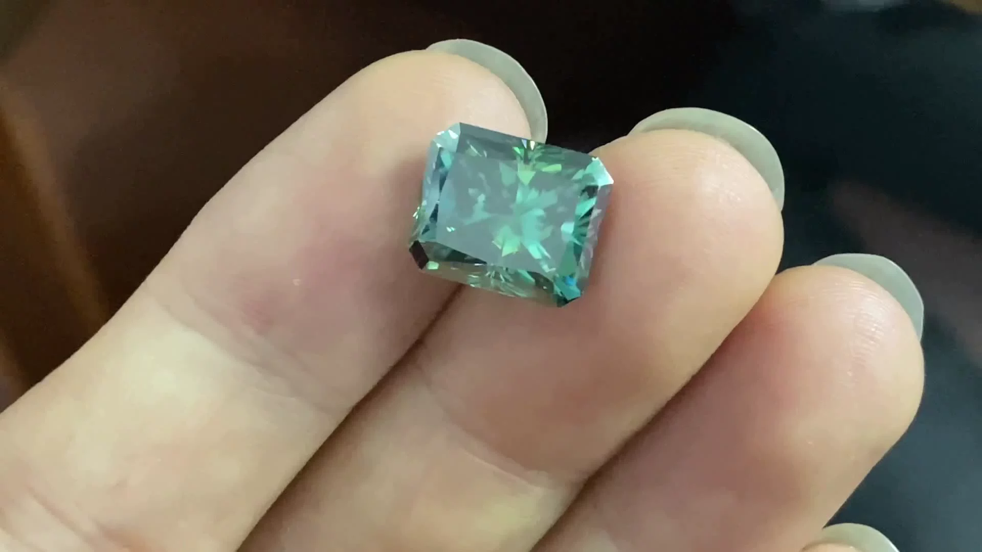 12 Carat Dark Green Lab Grown GRA Radiant Cut 12x16mm  Moissanite Gemstone for Man Fashion Ring Jewelry Making