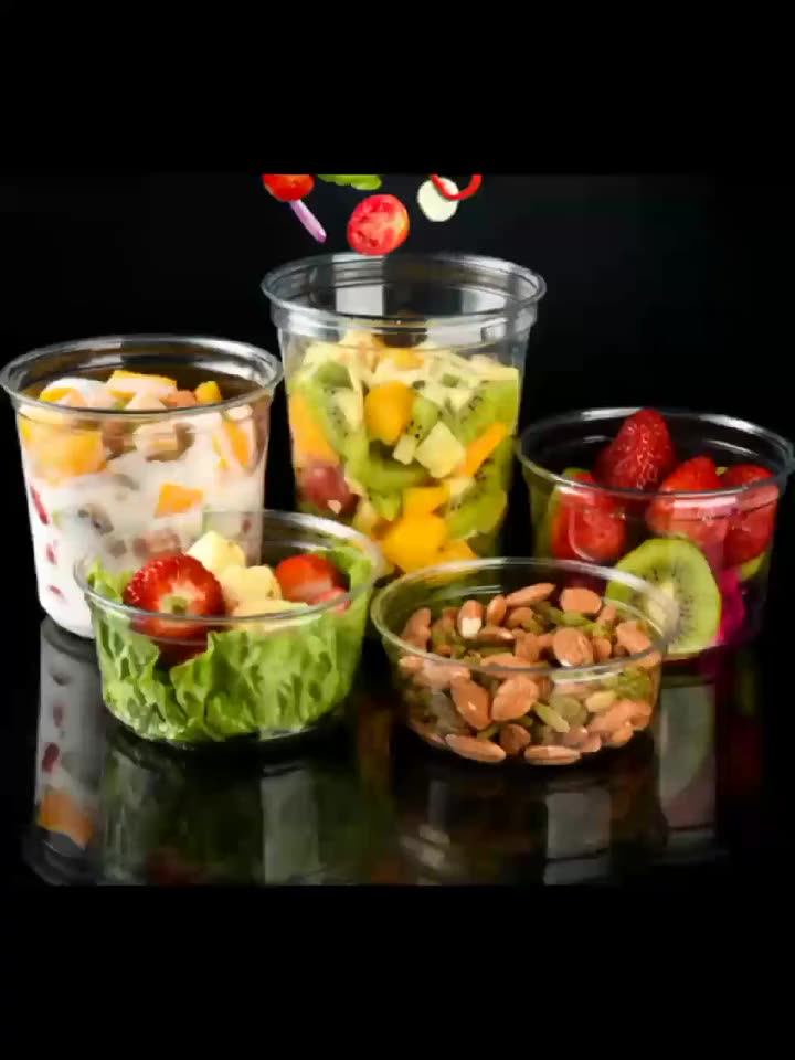 Food Packaging Disposable 16oz Clear Pet Deli Cup With Vented Lids