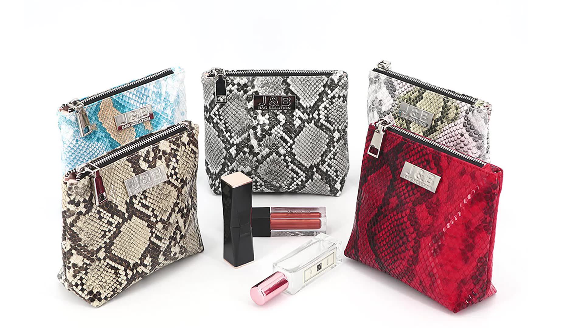 Custom Pu Leather Lipstick Purse Pu Snakeskin Makeup Bag Coin Pouch