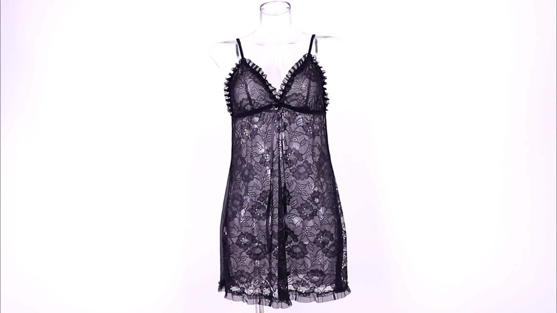 Open Chest Fashion Sexy Sheer Lingerie Mesh Chemise Ladies Night Wear