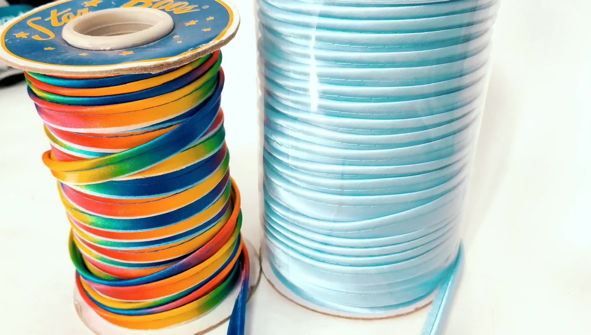 White Satin Silky Flanged Satin Piping Polyester Cord For Garment Edge