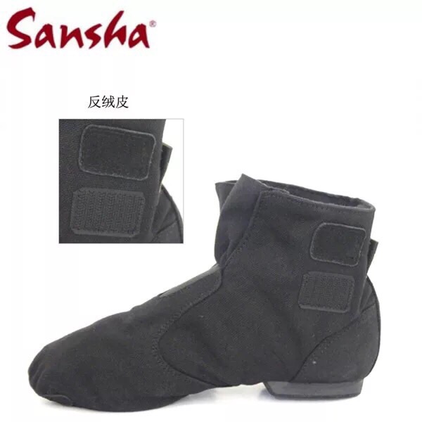 sansha sansha modern dance shoes jazz shoes high-barrel magic buckle canvas leather bottom dance shoes JB4