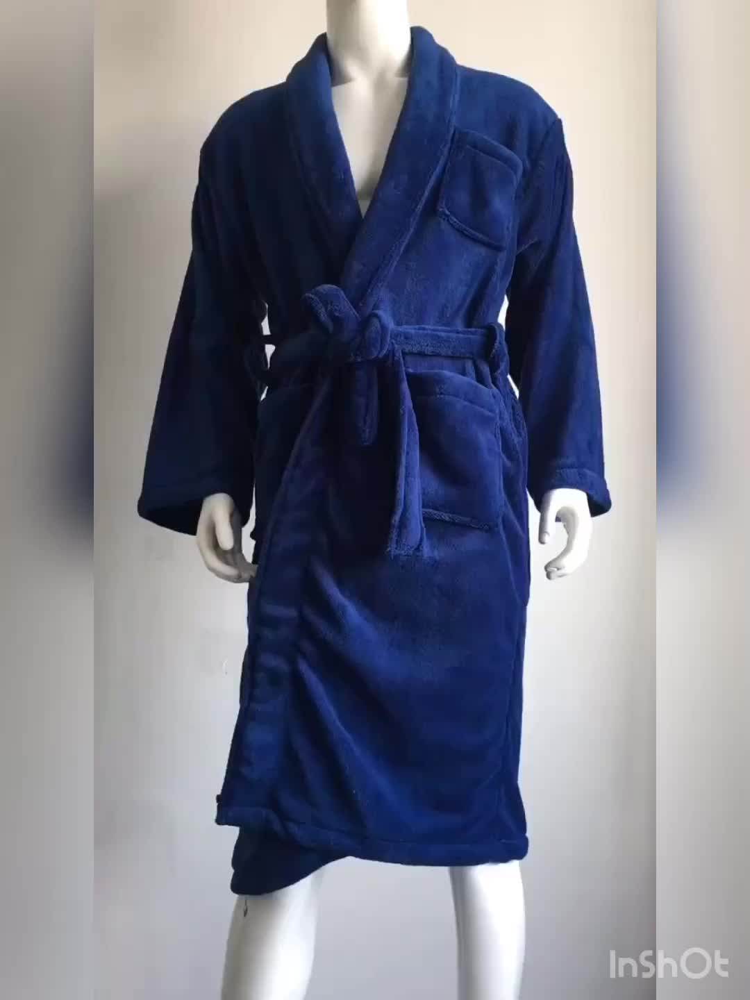 Plush Microfiber Fleece Bathrobe Custom Coral Fleece 100 Polyester Bathrobe Spa Robe Buy