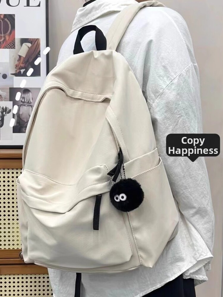 Japanese-Style School Bag for Girls, Vintage Feel, Solid Color Backpack, Campus Student ins Backpack, Men's Simple Large Capacity