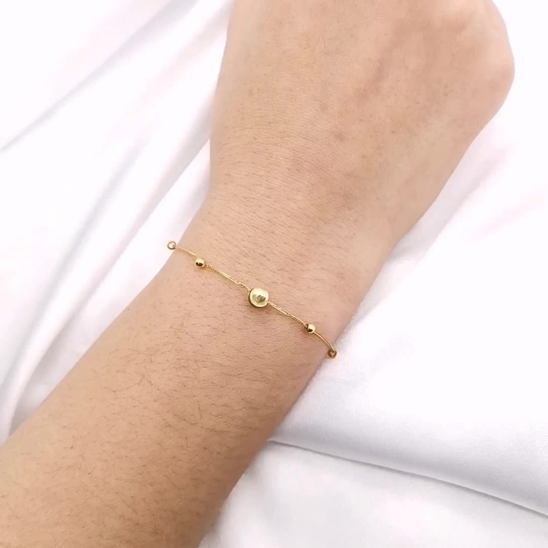 Latest Design 18k Solid Gold Bead Chain Bracelet,Fashion Genuine Gold