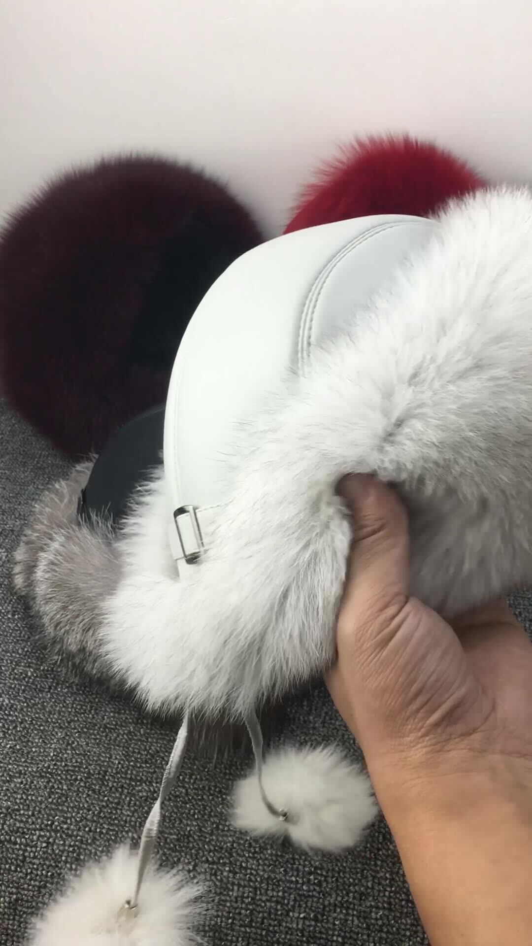 Real Fox Fur Hat for Women with Leather Top Mongolian Princess Hat