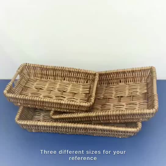 Cheap Wholesale Set 3 Handmade Natural Flat Trays Rattan Woven Wicker