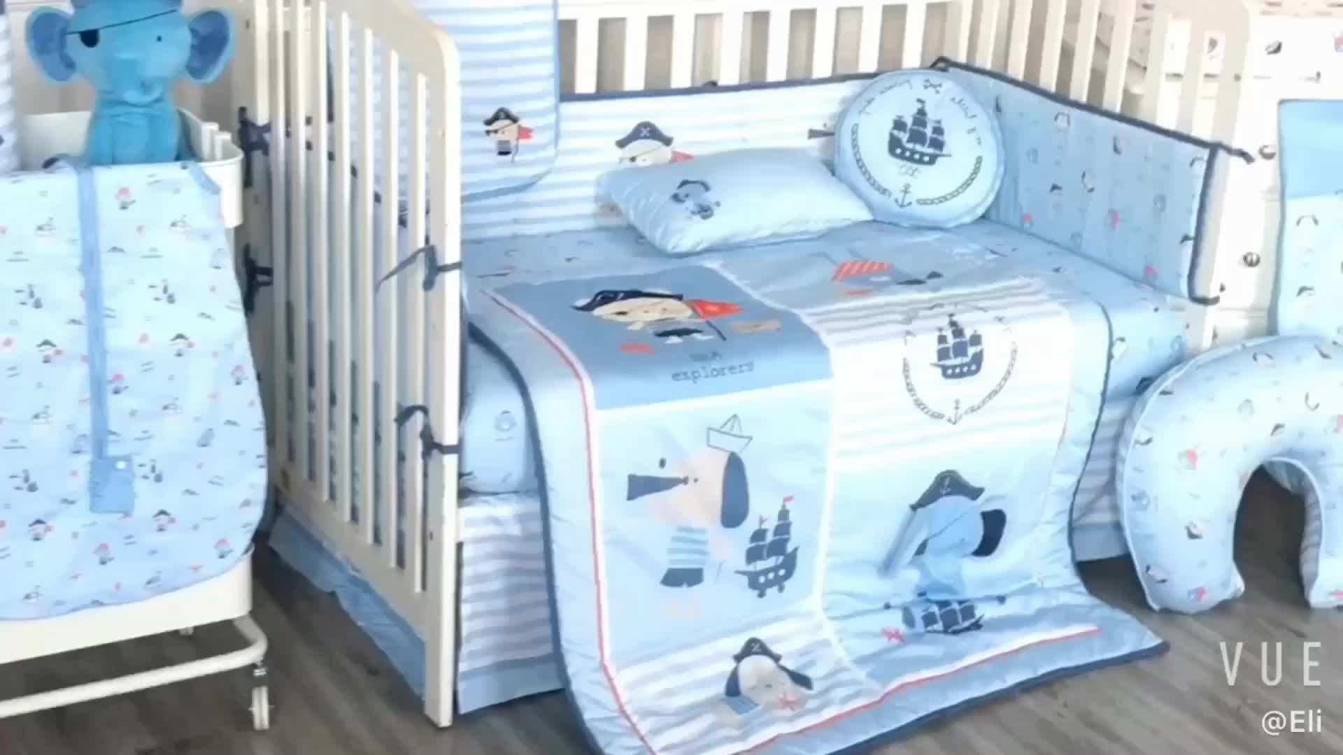 100 Cotton Cot Bed Set Cartoon Pirate Captain Theme Baby Boy