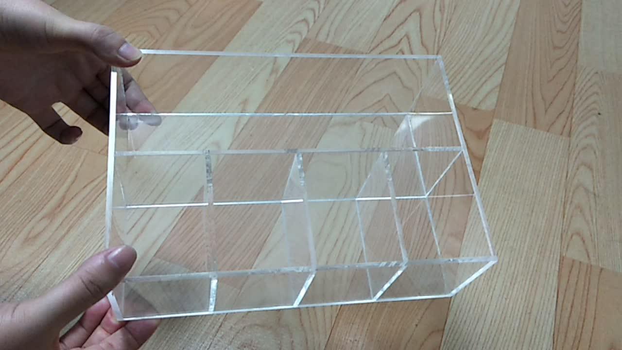 Custom Clear Acrylic Box 9 Compartment Condiment Organizer With Easy