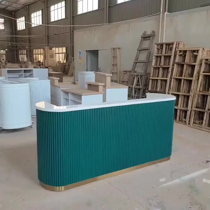 Company Front Desk Reception Desk Office Baking Paint Front Desk Curved