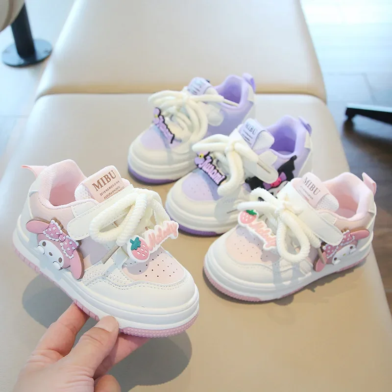 Girls' sneaker 2024 Spring and Autumn New Children's Casual Shoes High-top Board Shoes for Little Girls Cute Cartoon Baby Shoes