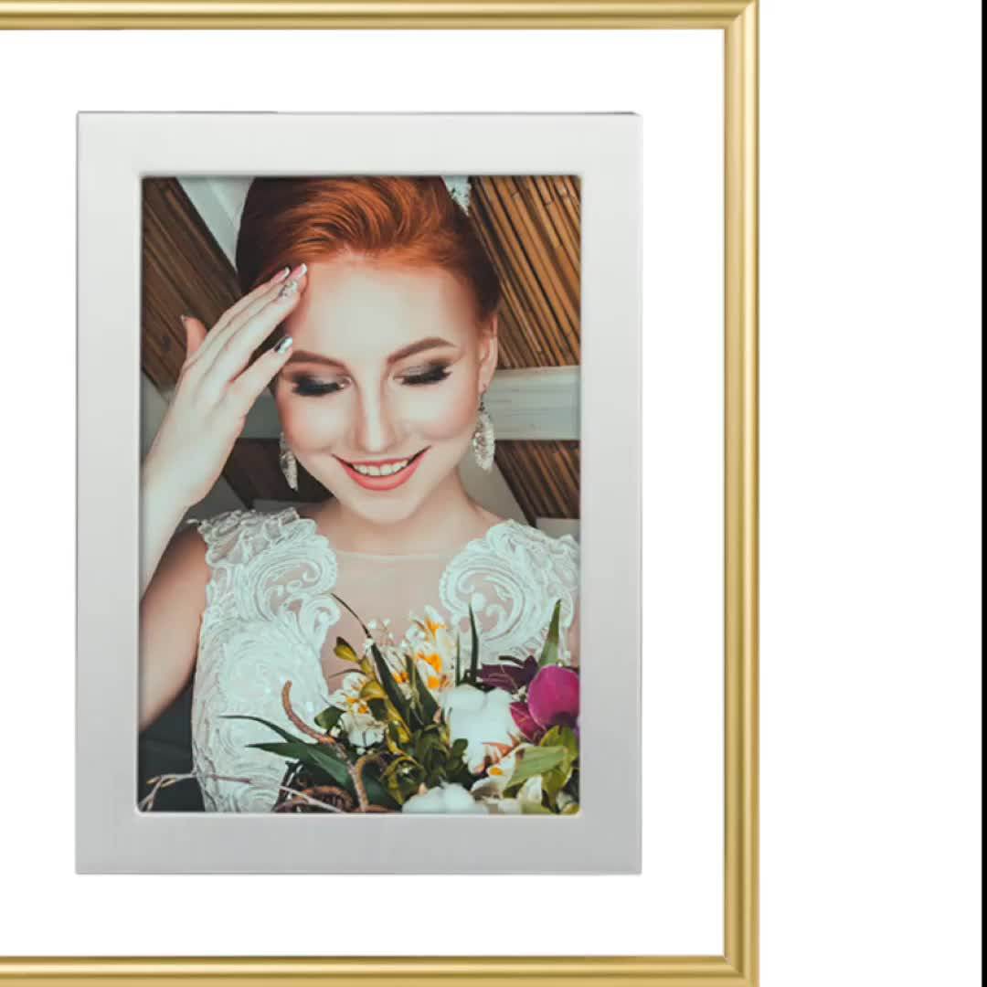 Custom Size 4x6 5x7 6x8 Rose Gold Metal Aluminum Photo Frame For
