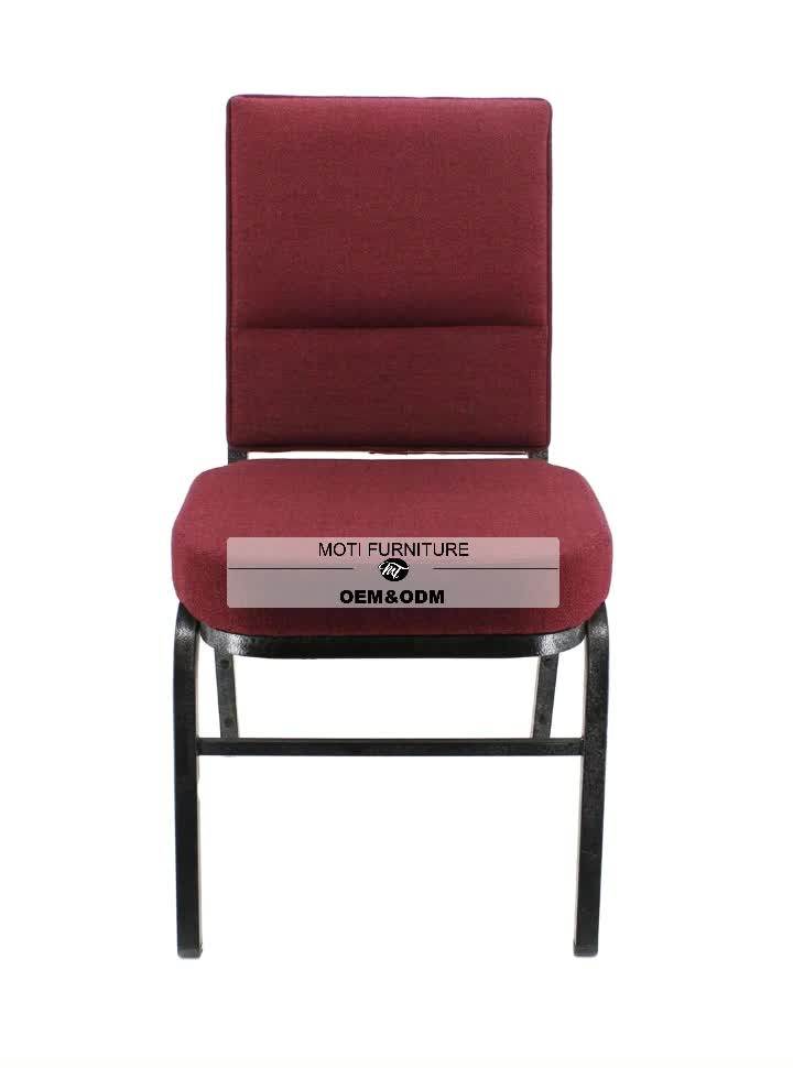 Wholesale Interlocking Stacking Metal Red Fabric Used Padded Chair For
