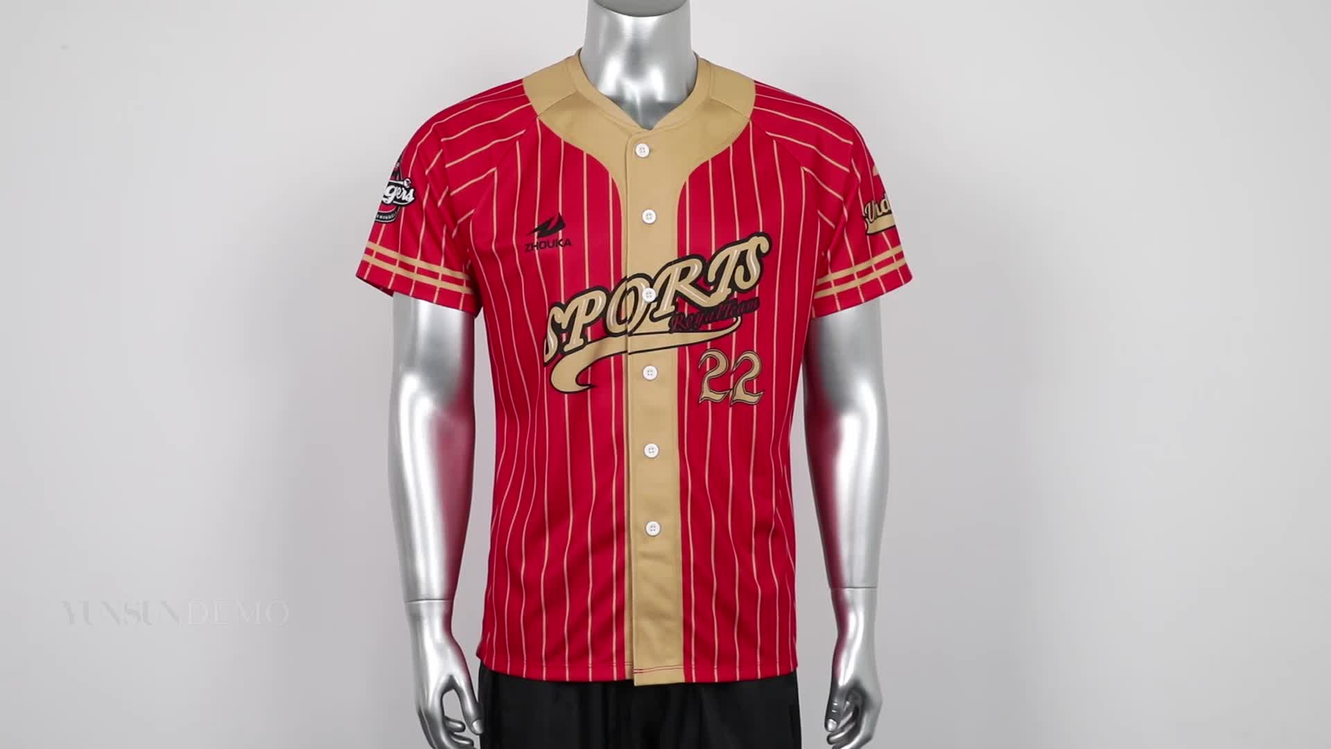 Custom Stripes Baseball Shirt Red And Gold Softball Shirt Sublimated