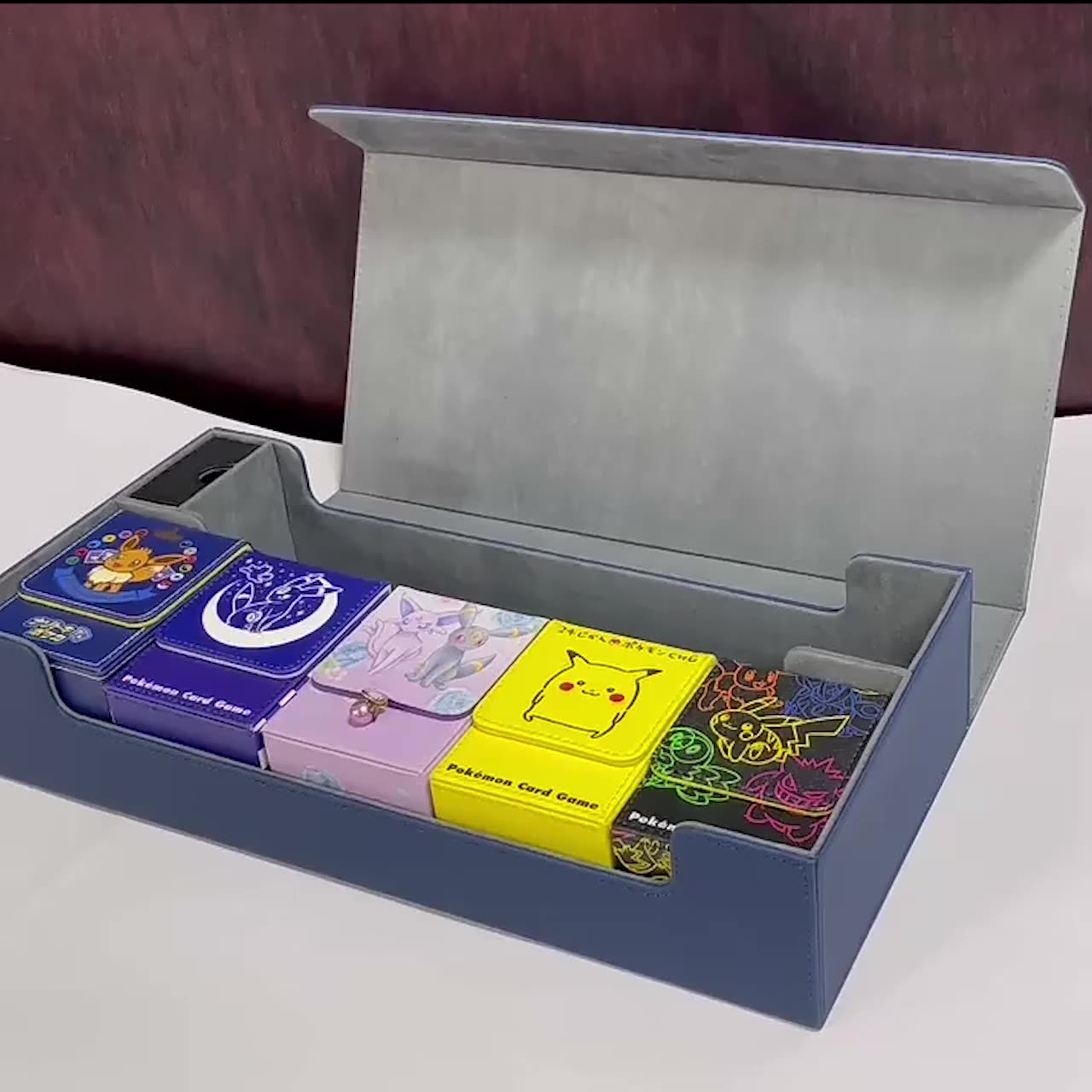 Large Capacity Leather Deck Box Double Room Cards Deck Case