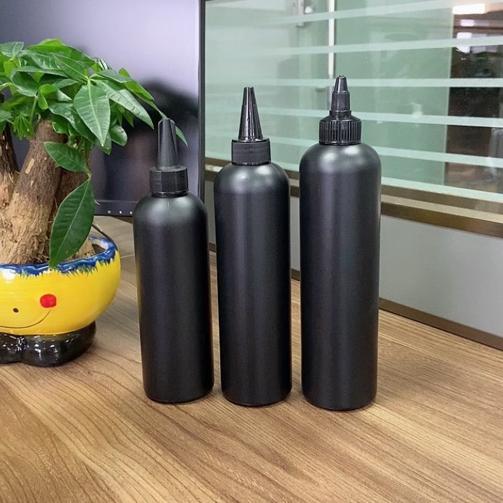 Wholesale 250ml 300ml 350ml Boston Hdpe Frosted Black Plastic Glue
