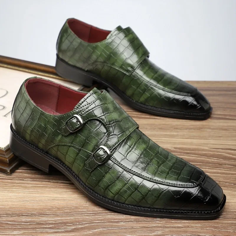 Amazon AliExpress Explosions Cross-border 47 plus size 48 Pointed Buckle Crocodile Pattern Trendy Men's Mengke Business Shoes