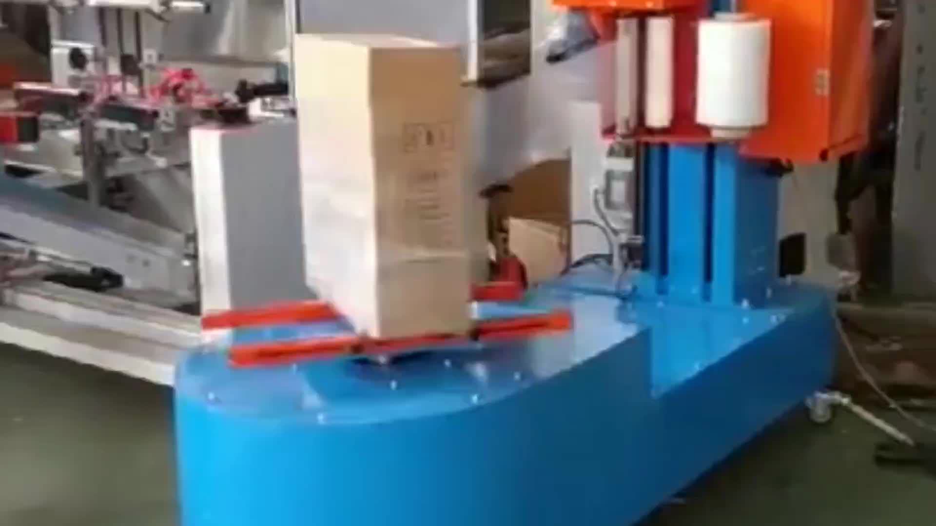 Small Automatic Carton Box Pallet Stretch Film Wrapper Wrapping Machine