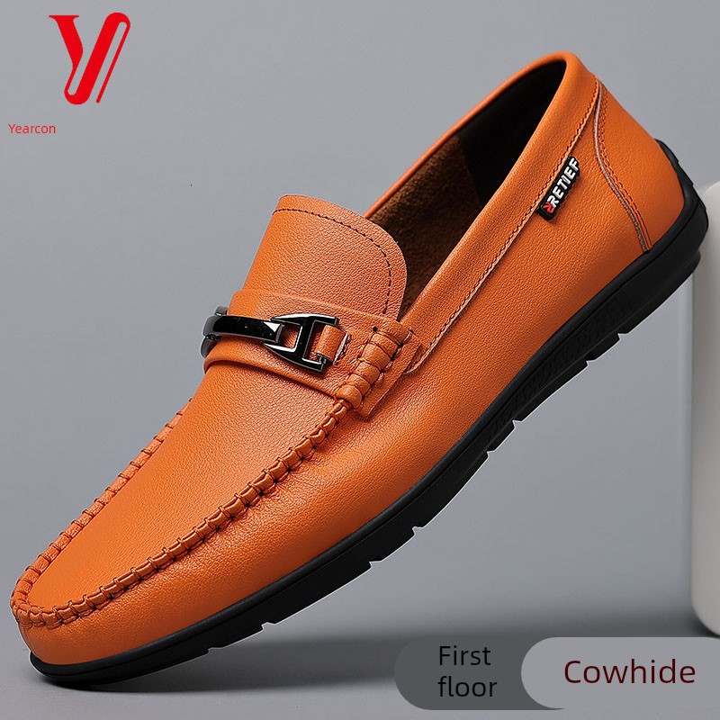 Yierkan Men's Loafers Made of Genuine First-Layer Cowhide, Casual Men's Shoes with Soft Soles, Breathable, Lightweight Driving Shoes, Slip-On Shoes