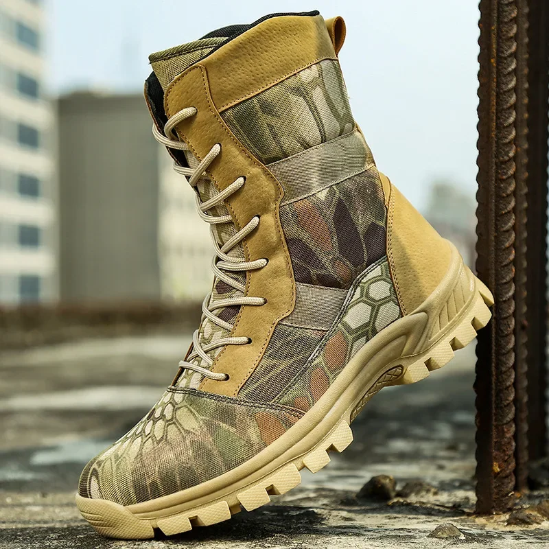 Cross-Border Hiking and Mountaineering Boots Men's Large Size Combat Boots High-Top Outdoor Desert Boots Men's Export Special Forces Tactical Boots