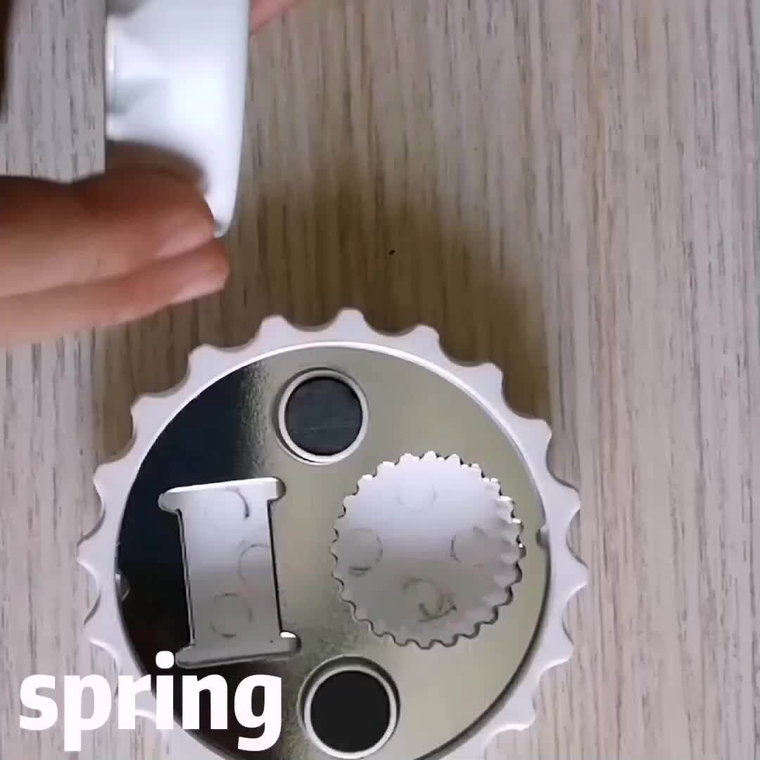 Blank Custom Round Cap Shape Plastic Beer Bottle Opener With Fridge