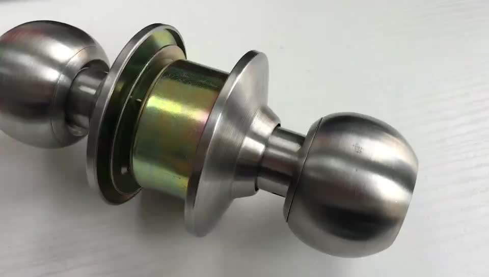 75mm Rosette 304 Stainless Steel Material Cylindrical Door Knob Lock Brushed Stainless Steel
