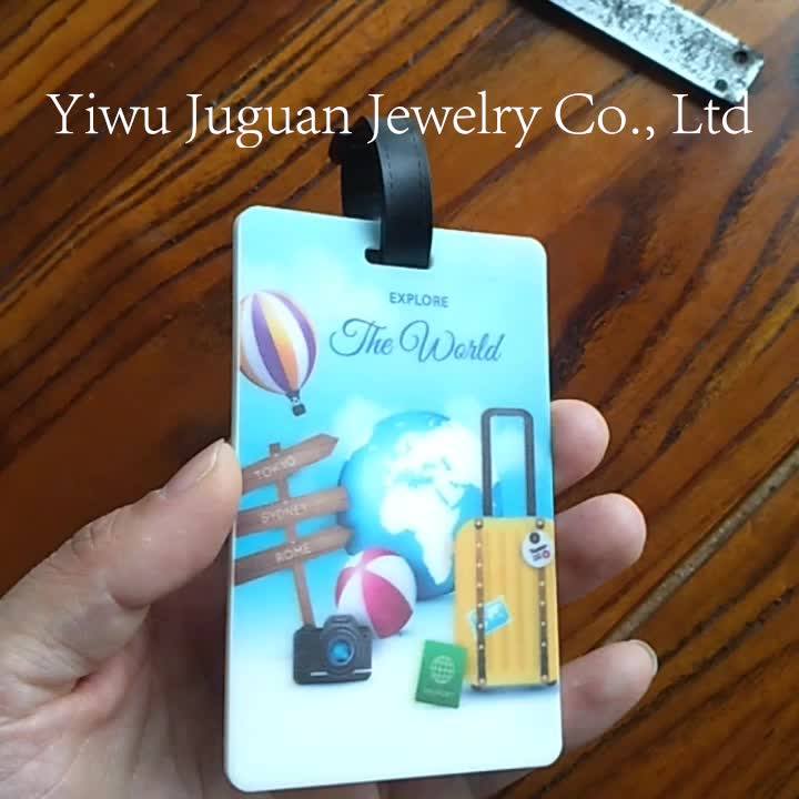 Custom Logo Printable Flamingo Luggage Tag Pvc Rubber Travel Bag Tag