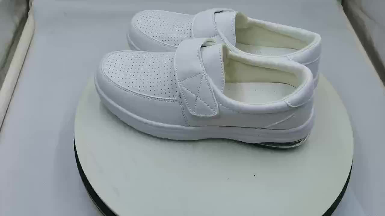 white flat nursing shoes