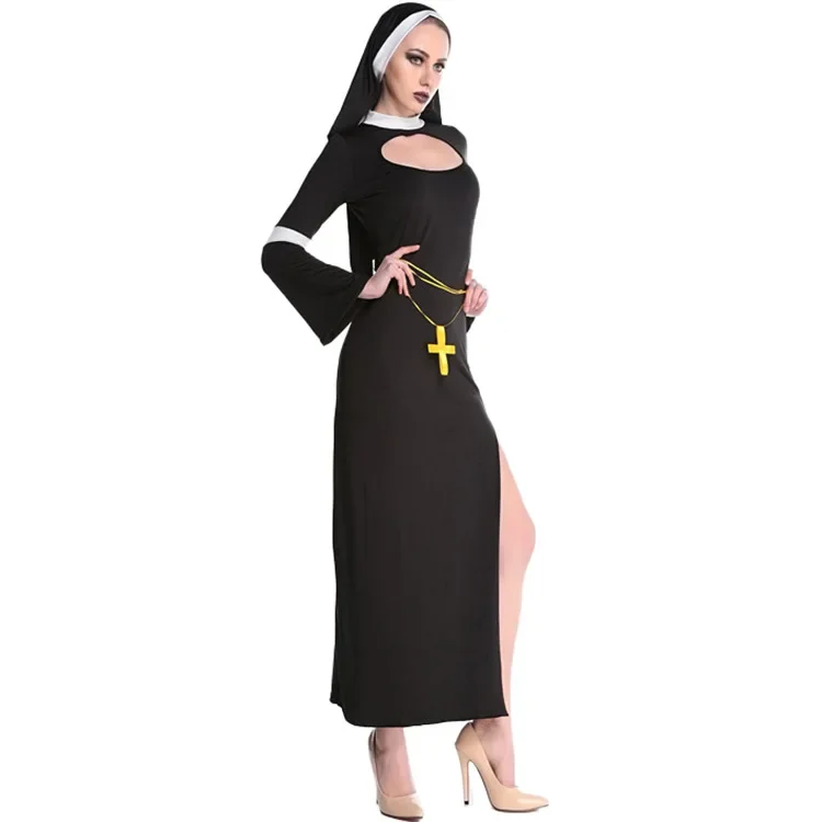 M-Xl Halloween Costume Masquerade Performance Nun Costume Cosplay Role-Playing Nun Uniform