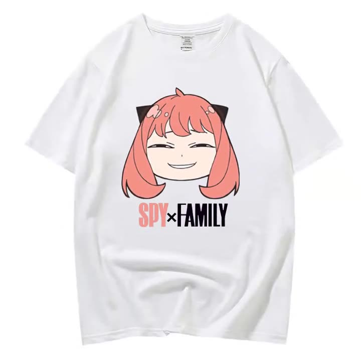 2022 new anime character spy play around the house printing round neck men and women short sleeve T-shirt one piece on behalf of the hair