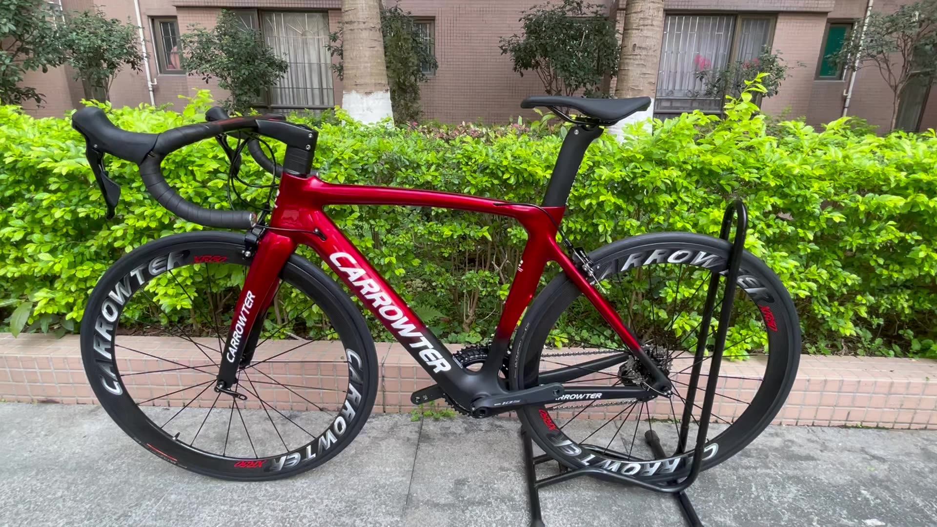 Transparent Red Black Carrowter Complete Carbon Road Bike Direct Mount