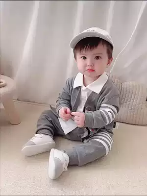 Super foreign pie baby spring and autumn clothes out to carry clothes Net red baby coat jacket vest cute little children Tide pants