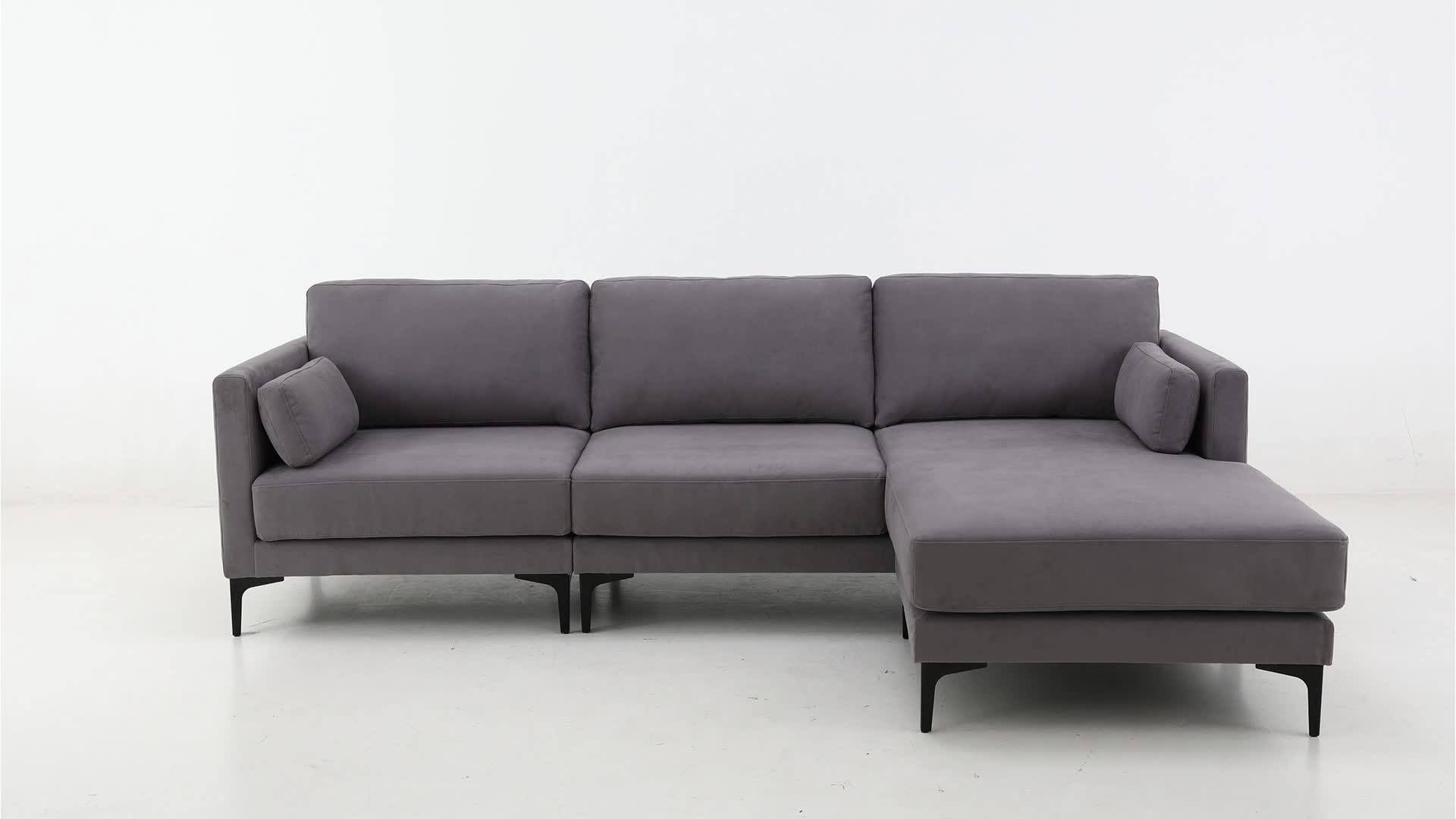 Modern Design Polish Fabric Convertible Lshaped Couch Corner Sofa