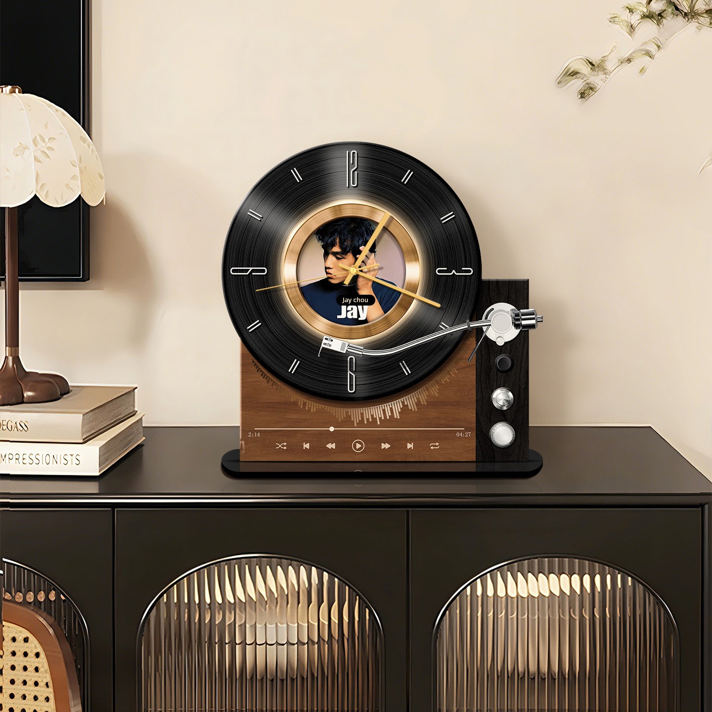 Vinyl Record Desktop Clock, Vintage-Style Ornament, High-End Living Room Wall Clock, 2026 New Model Clock