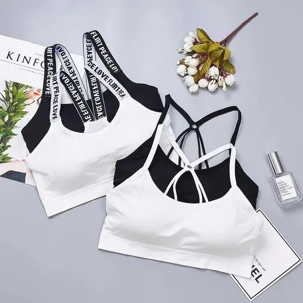 Cross-border Seamless Letter English with Wrapped Chest Sling Beautiful Back Women's Underwear Sports without Steel Ring Korean Style Tube Bra
