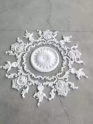 French plaster light plate Flower Corner mosaic hanging ceiling combination European Net red ceiling light pool anti-PU chandelier decorative disc