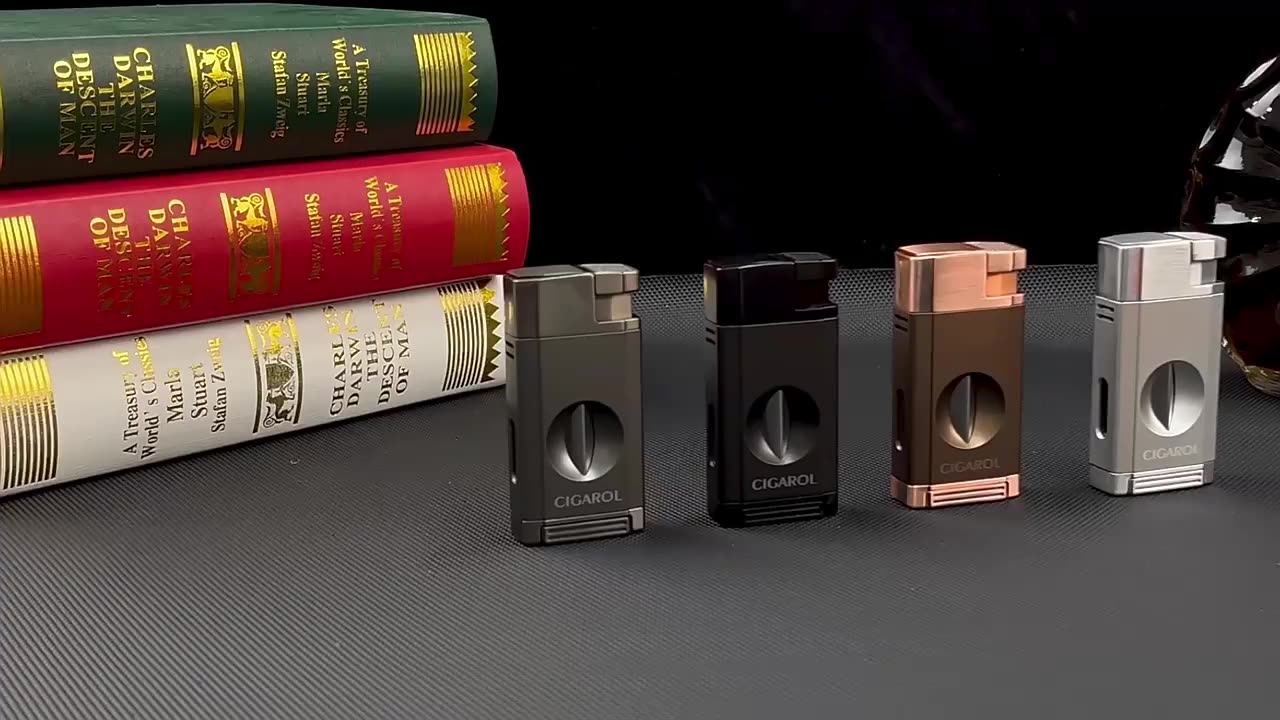 Brand New Luxury Metal Silver Cigar Lighter And Punch Cutter Gift Set