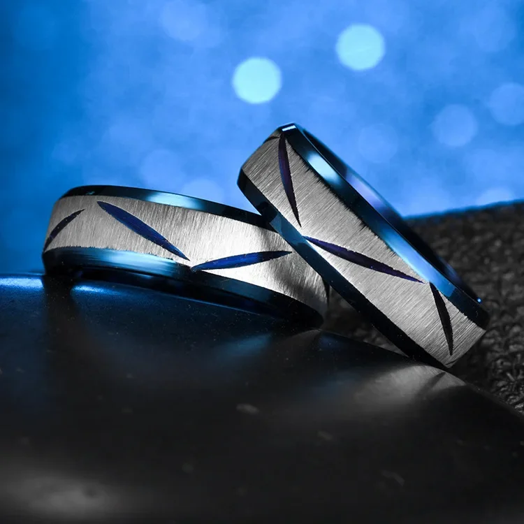 matte classic blue ring stainless steel