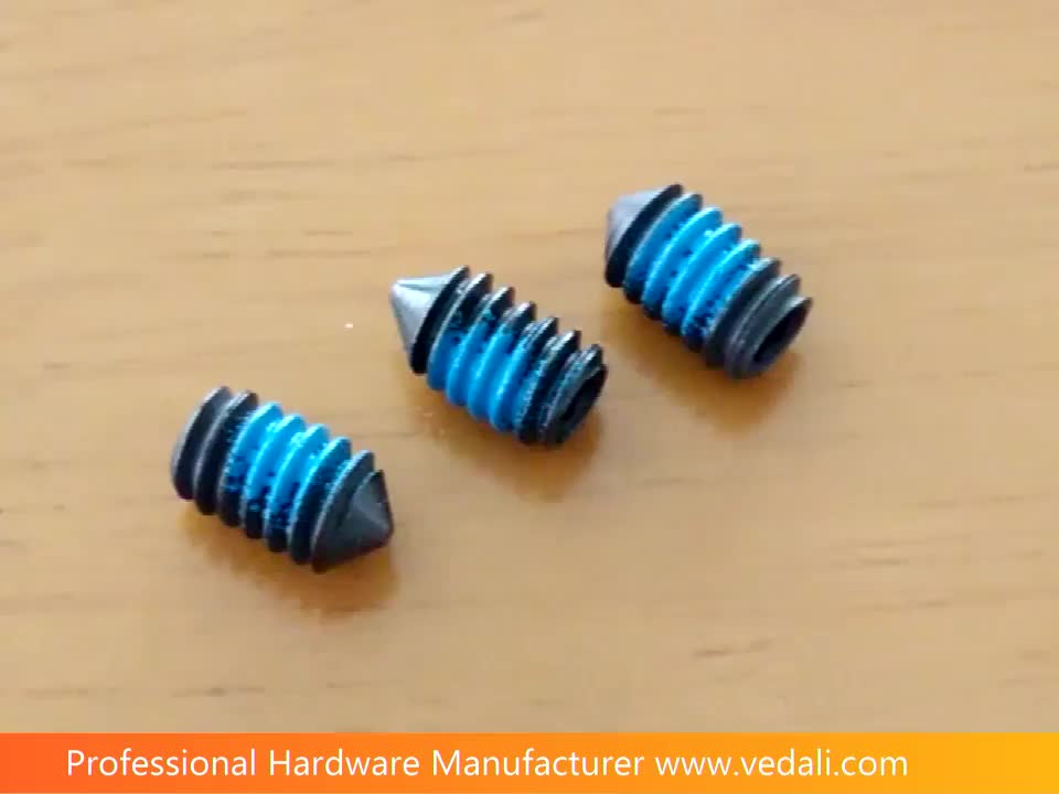 Hex Socket Black Set Screws Cone Point Nylock Locking Thread Screws M4