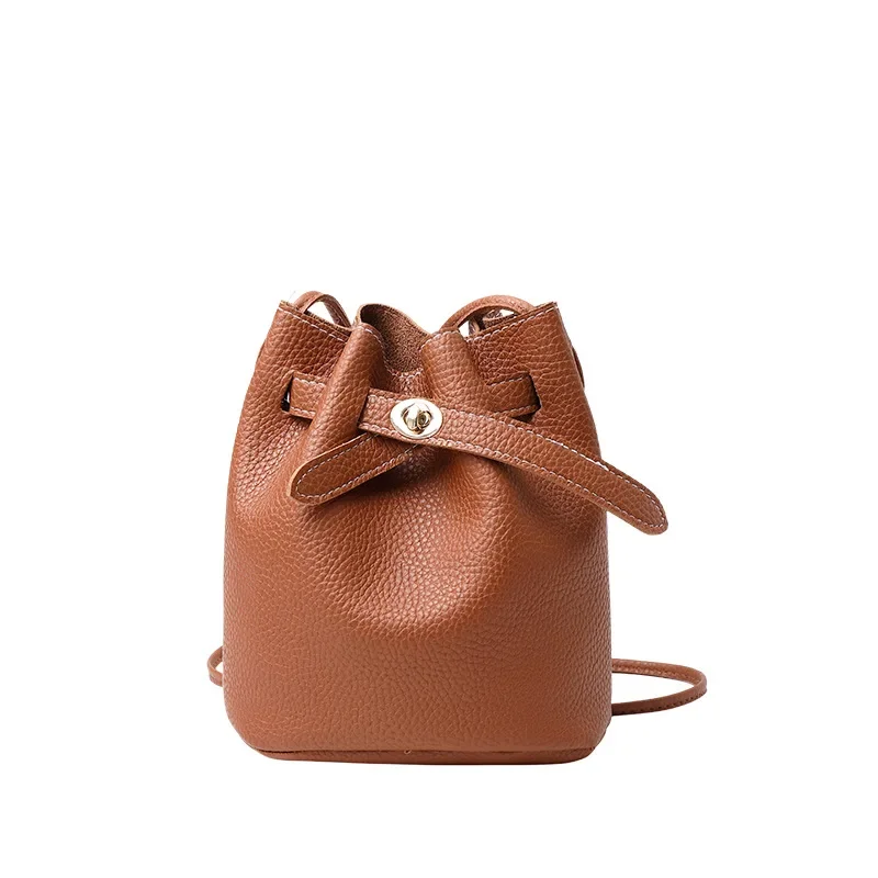 Jindi leather bucket bag new high-value simple and versatile shoulder bag for women fashion commuter crossbody bag