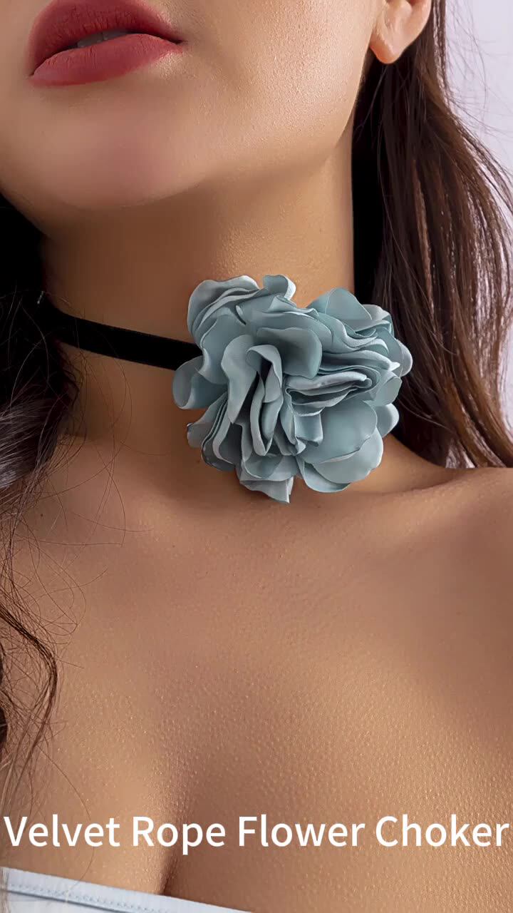 Collana Girocollo In Velluto Con Fiore Di Camelia Bianca | Choker Regolabile In Raso, Gioiello Vintage Gotico Per Donne, Idea Regalo