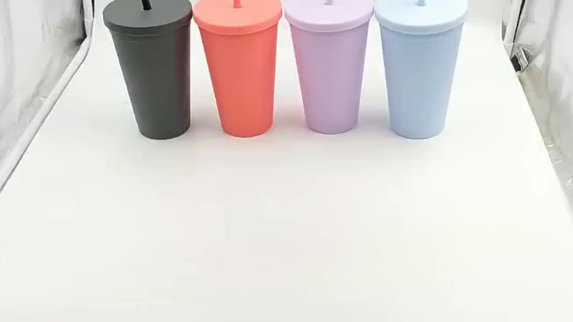 Pastel Colored Acrylic Cups Matte Plastic Bulk Tumbler Cups Double Wall