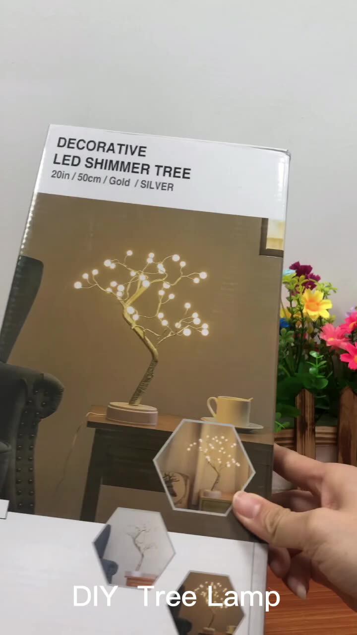 Confezione 2 Alberi Di Natale Bonsai LED – 50 Cm, 108 Luci Bianco Caldo – Funzione Timer – Batteria/USB