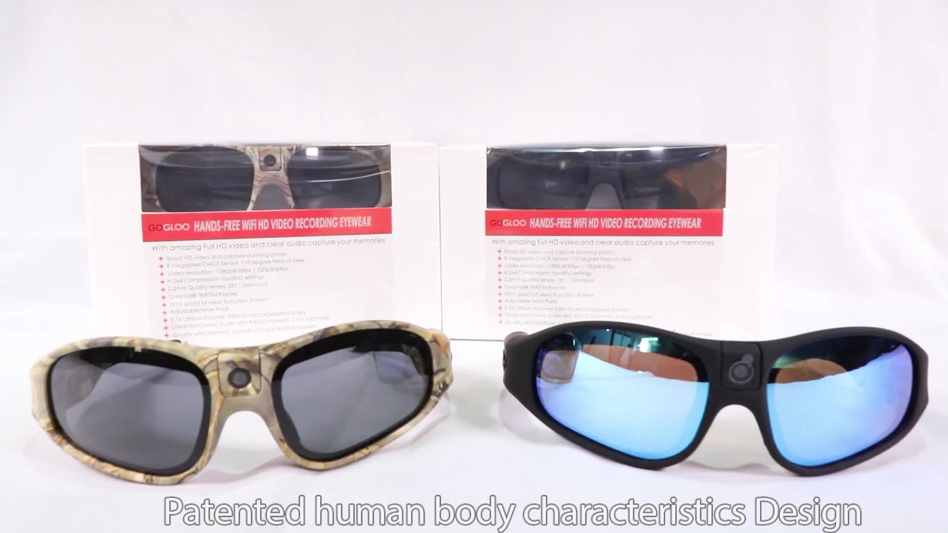 Gogloo E9 1080p Hd Camera Glasses Wifi Polarized/impact Resistant Sport