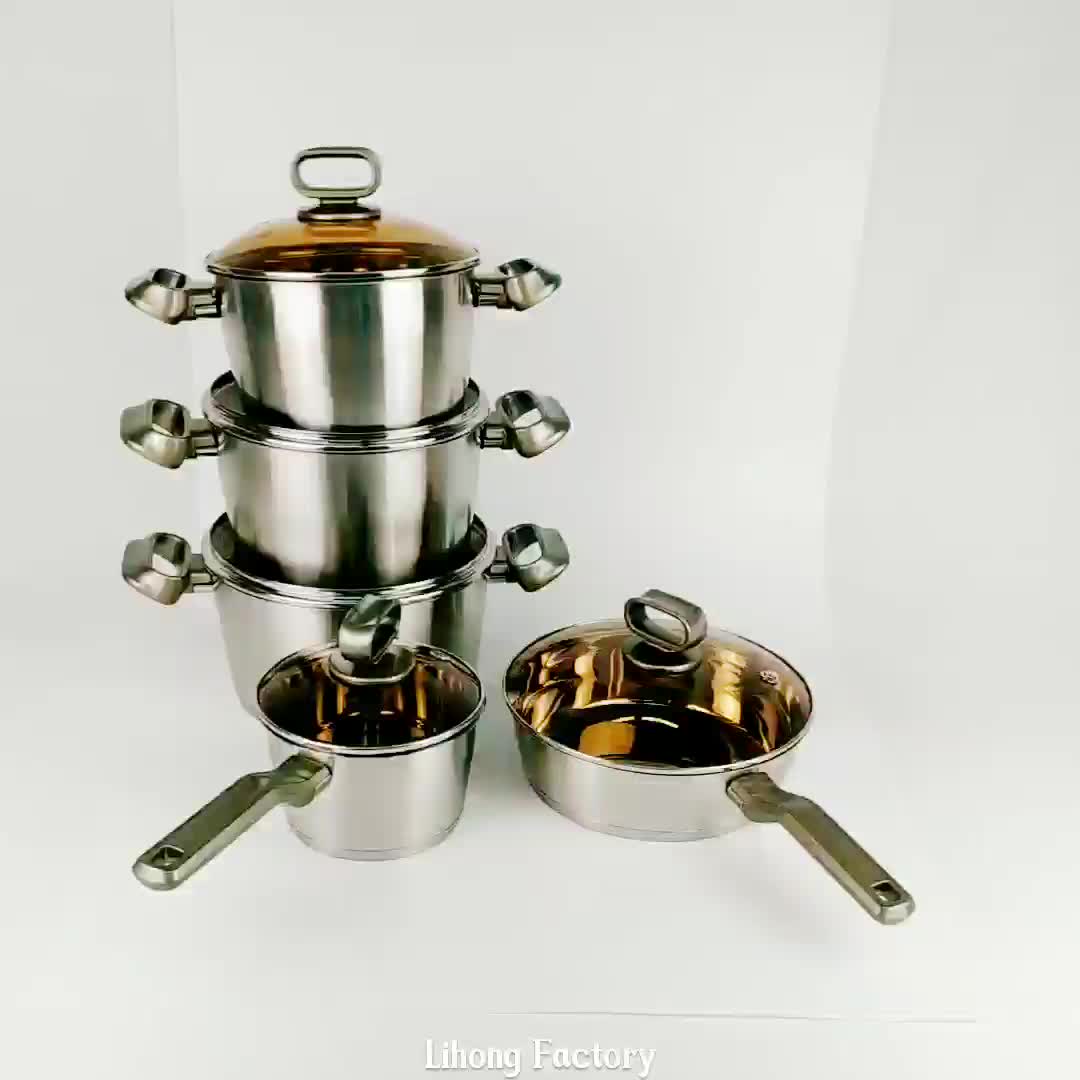 10pcs New Arrival 5ply Bottom Cooking Pot And Pan Professional