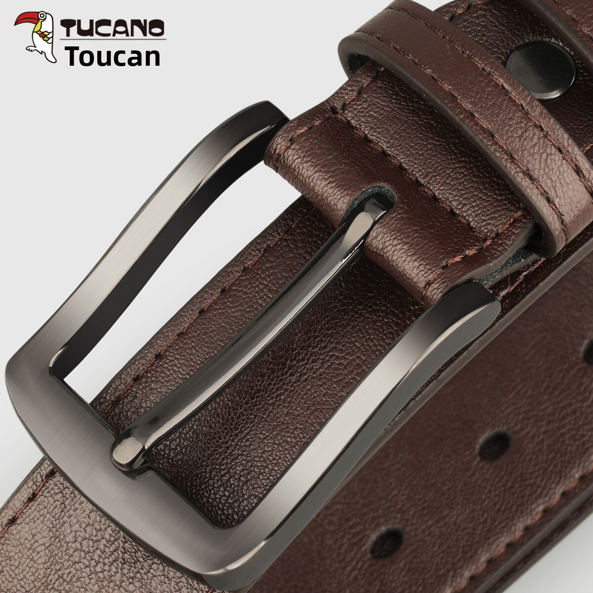 Woodpecker Men's Genuine Leather Unisex Pin Buckle Belt for Young and Middle-Aged People, Business Casual Versatile Cowhide Belt