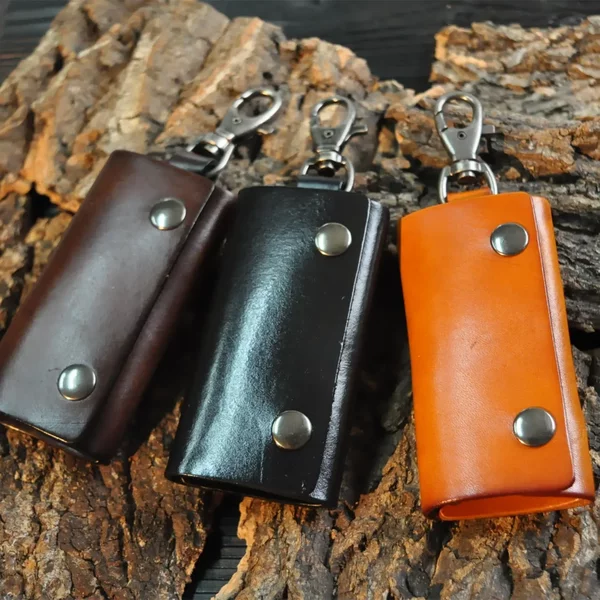 Retro casual vintage vegetable tanned leather tree cream leather car key case universal key