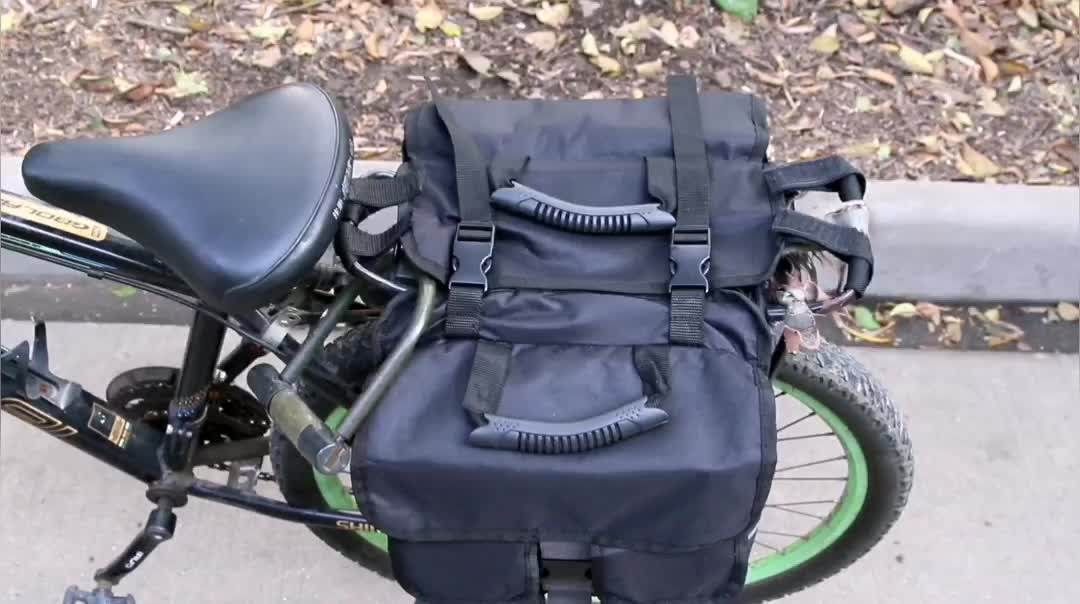 Double Pannier Bike Rear Seat Rack Bicycle Travel Saddle Cargo Bag For