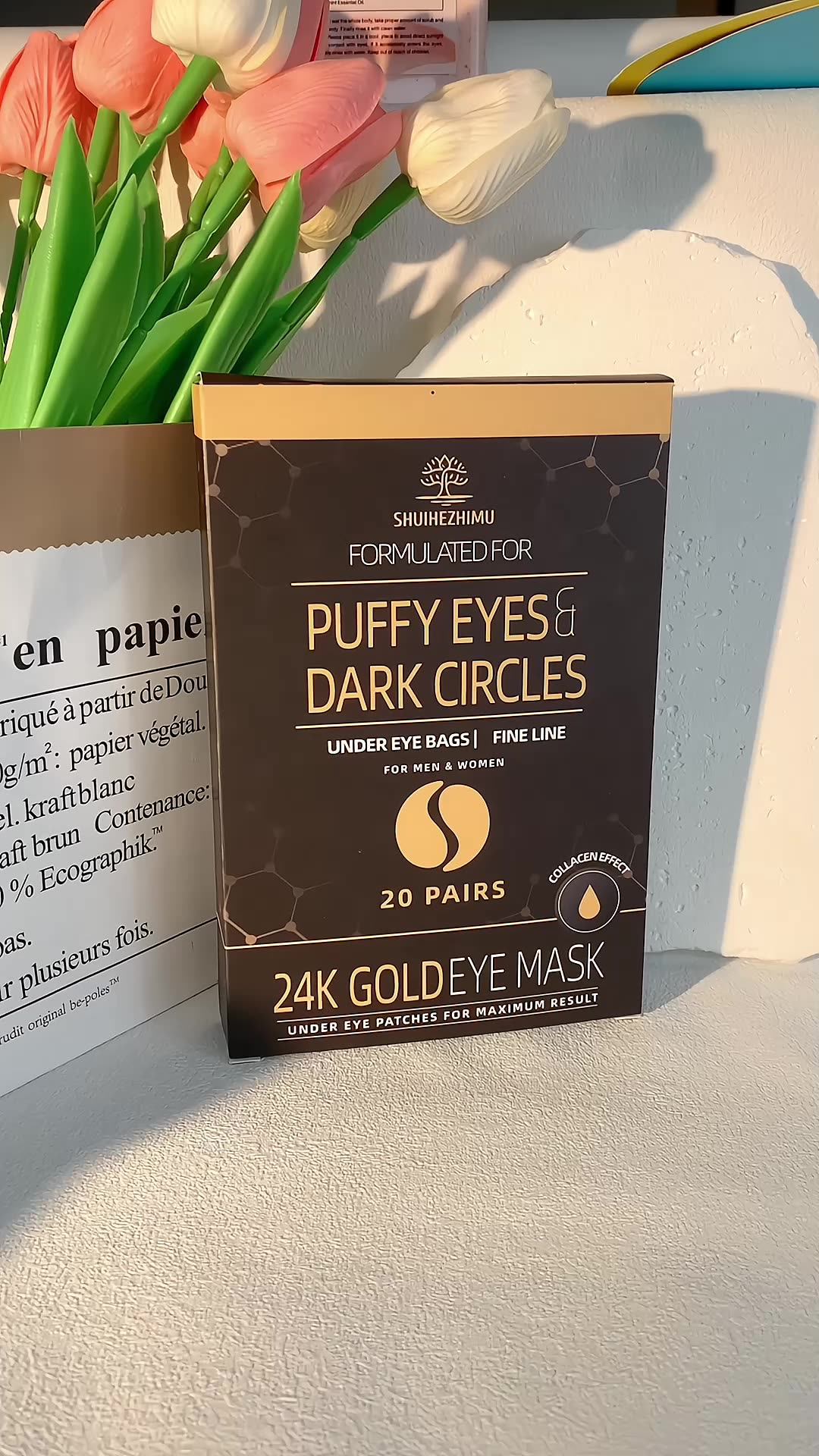 24k Gold Eye Mask Sleeping Wrinkle Remove Mask Removing Puffiness Under